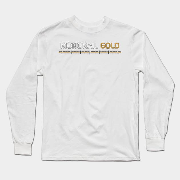 Monorail Gold Long Sleeve T-Shirt by Tomorrowland Arcade